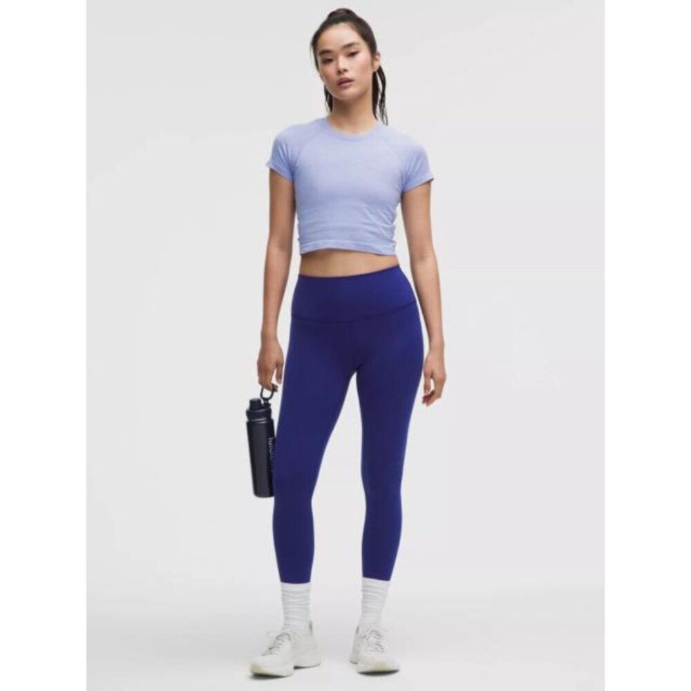 Lululemon Wunder Train Mid Rise Tights Size 2 Blue Gym Active Athletic Tight